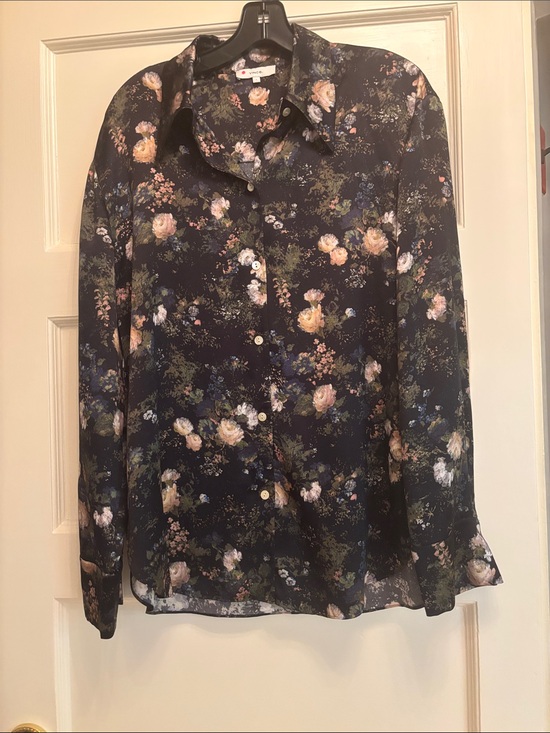 Vince Tops - Vince Silk Painted Rose Button-Front Women's Blouse Size L -